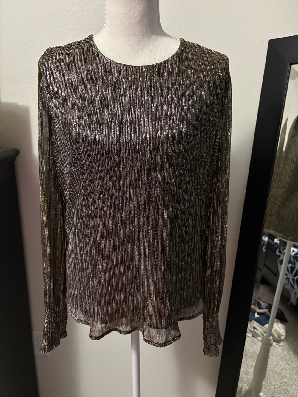 Banana Republic Metallic Bronze Long Sleeve Top